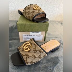 Gucci 619893 Women's GG Supreme Matelassé Canvas Slide Sandal EU 34.5 US 4.5